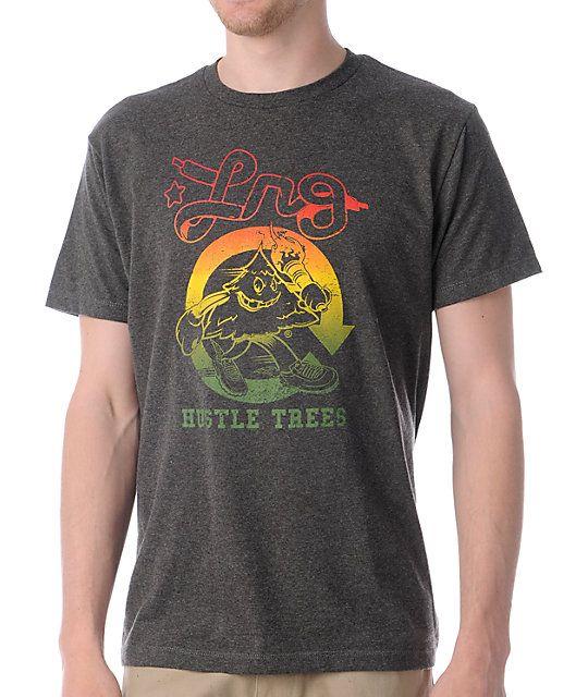 LRG Rasta Logo - LRG Hustle Trees Charcoal & Rasta T Shirt