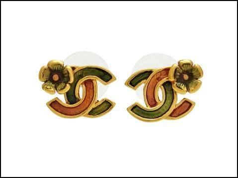 Double CC Logo - Vintage Chanel Stud Earrings Cc Logo Flower Double C Concept Of ...