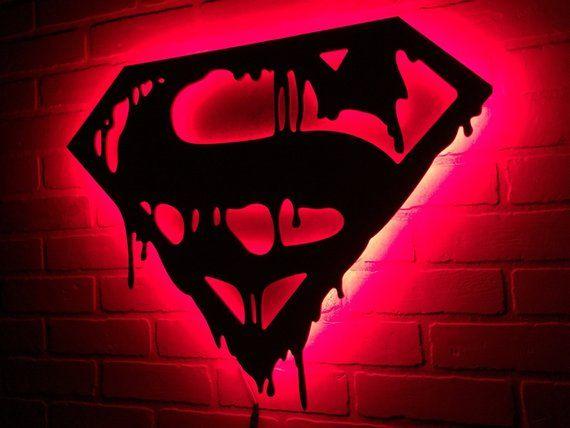 Death of Superman Logo - Death of Superman Illuminated Comic Book Superhero Logo for | Etsy