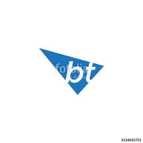 Two Triangle Logo - initial two letter bt negative space triangle logo Stock image