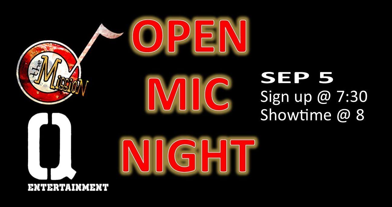 Red Open Q Logo - Open Mic Night hosted by Q Entertainment and Ryan Grosvenor