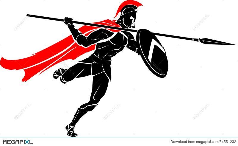 Warrior Spear Logo - Spartan Spear Warrior Attack Illustration 54551232 - Megapixl