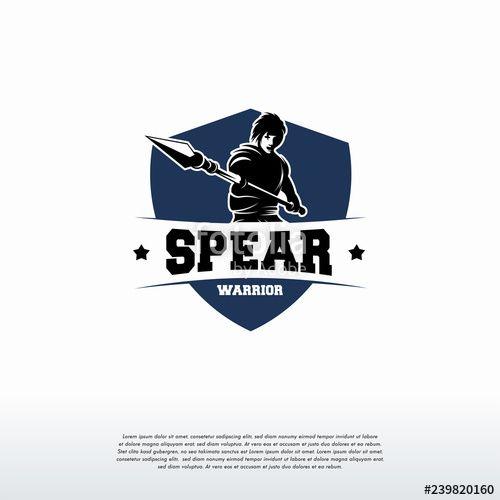 Warrior Spear Logo - Warrior Logo template, Spear Warrior silhouette logo designs Stock