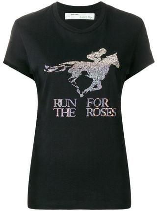 Rose Off White Brand Logo - Off-White 'Run For The Horses' T-shirt - Farfetch