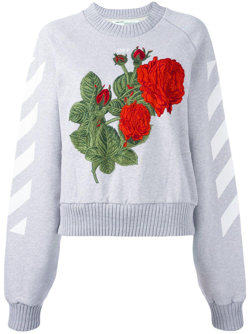 Rose Off White Brand Logo - off white color names, Off-White rose-embroidered sweatshirt WHITE ...