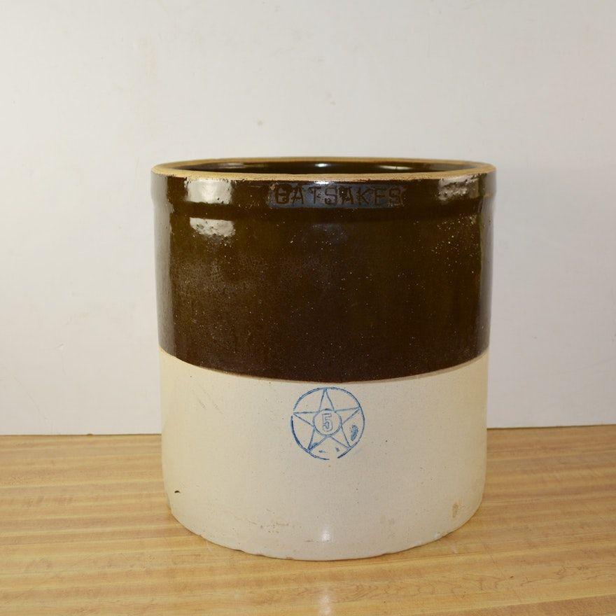 Blue Circle Star Logo - Vintage Five Gallon Stoneware Crock With Blue Western Circle Star ...