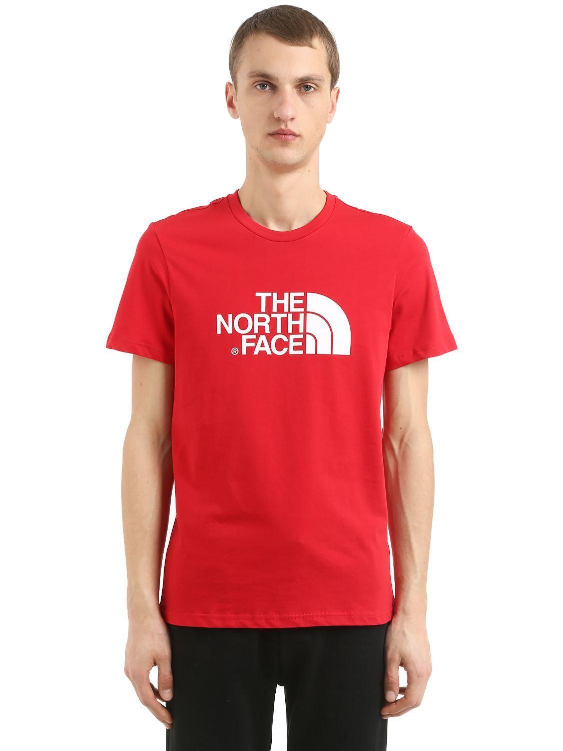 Red Man Face Logo - The North Face Logo Printed Cotton Jersey T Shirt In Red For Men