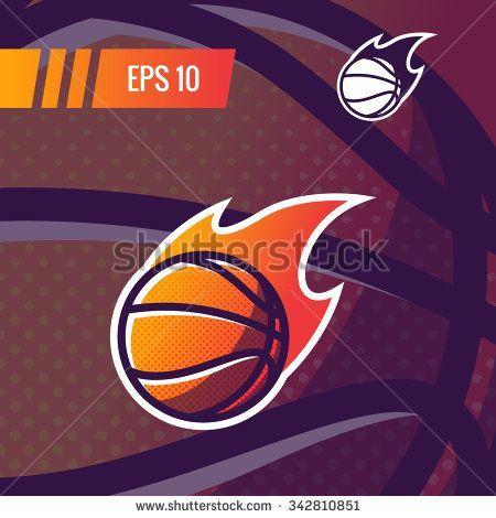 Colorful Sports Logo - Colorful basketball ball with fire tail sports logo label