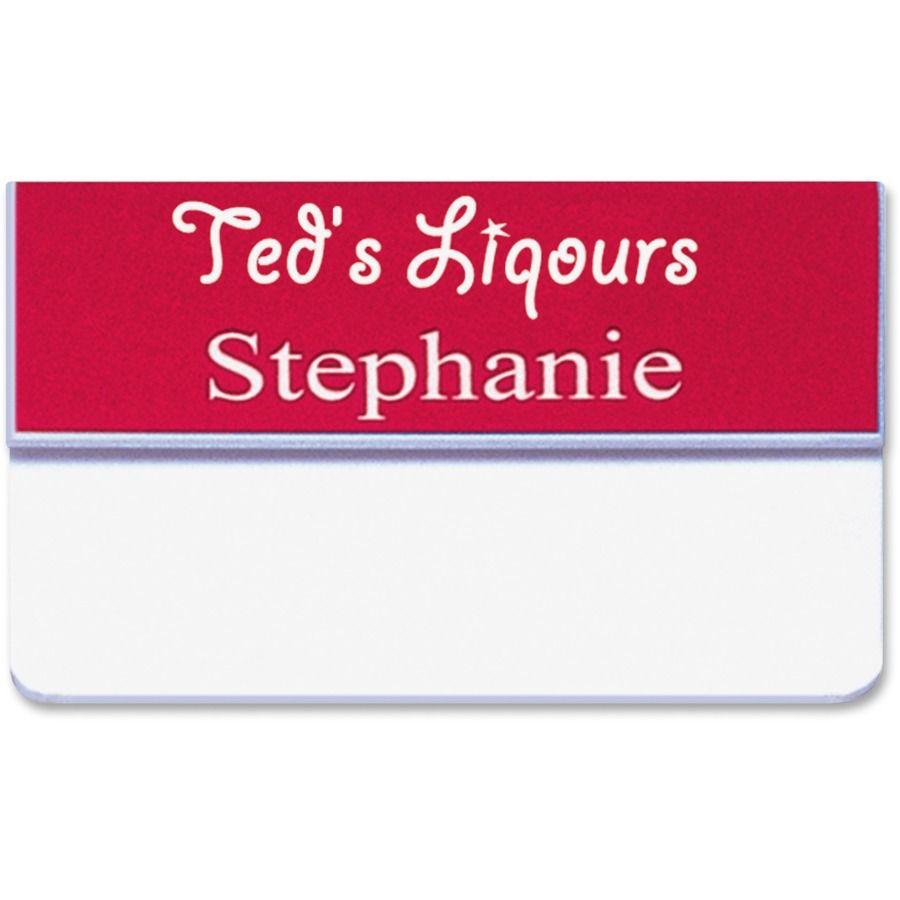 Maroon Rectangular Logo - Xstamper 1x3 Pocket Name Badge with Logo Office Products