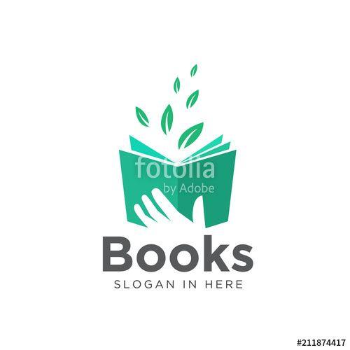 Keep It Green Logo - hand keep book, read source green leaf book logo Stock image