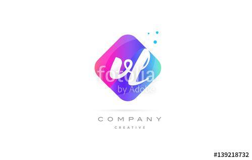 A Company with VL Logo - vl v l pink blue rhombus abstract hand written company letter logo ...