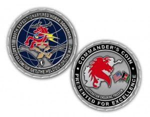 Red Horse Squadron Logo - Commander's Coin Presented to Worthy Soldiers of the 809th