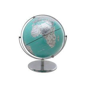 Turquoise Globe Logo - 2 Tone Revolving World Globe Table Top Turquoise & Silver Modern
