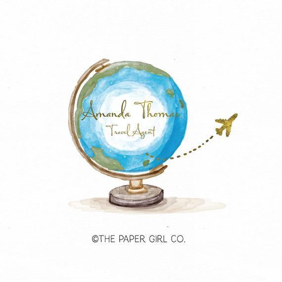 Turquoise Globe Logo - travel agent logo travel logo design globe logo design | Etsy