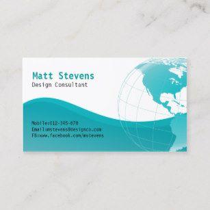 Turquoise Globe Logo - Globe Business Cards