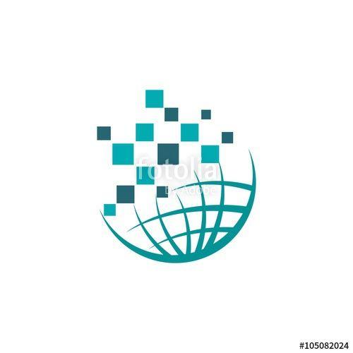 Turquoise Globe Logo - globe technology logo