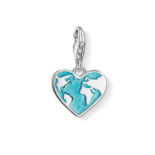 Turquoise Globe Logo - Thomas Sabo Turquoise Globe Heart Charm