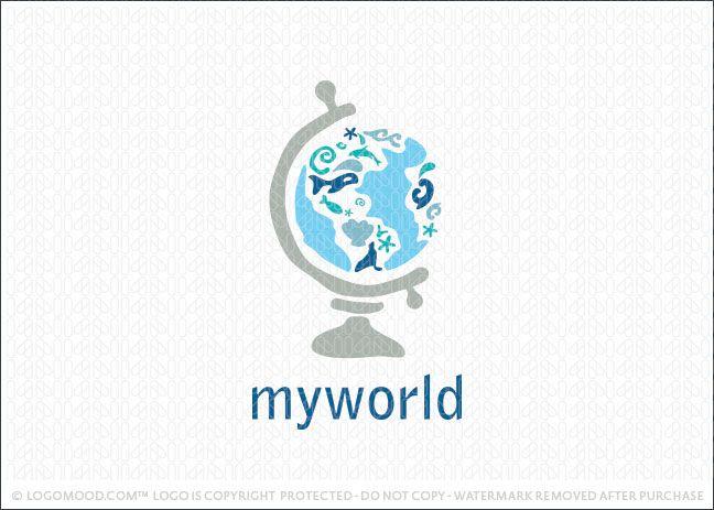 Turquoise Globe Logo - Readymade Logos My World Globe