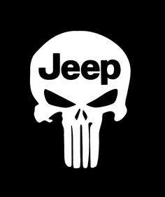 Jeep Rubicon Logo - Punisher Skull w/ Jeep Logo PREMIUM Decal 5 inch WHITE. Sniper