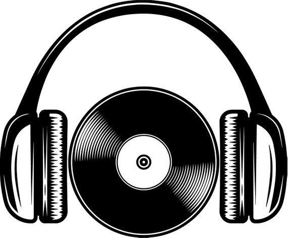 Disc-Jockey Logo - Record Album Logo 2 Headphones Turntable DJ Disc Jockey | Etsy