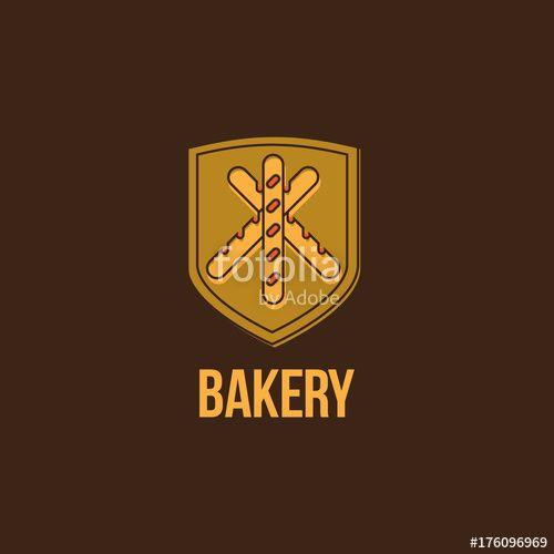 Yellow Shield Brand Logo - Bakery logo. Pastry emblem. Three baguette on a yellow shield ...