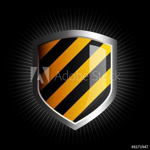Yellow Shield Brand Logo - Glossy black and yellow shield emblem on black background - Buy this ...