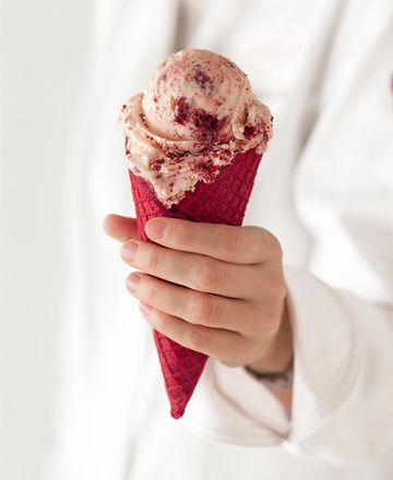 Red Ice Cream Cone Logo - Red Velvet Waffle Cone - Ice Cream Favorites - Sprinkles Ice Cream
