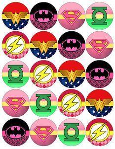 Girl Superhero Logo - Superhero logo v2 edible wafer paper or icing sheet toppers cupcake