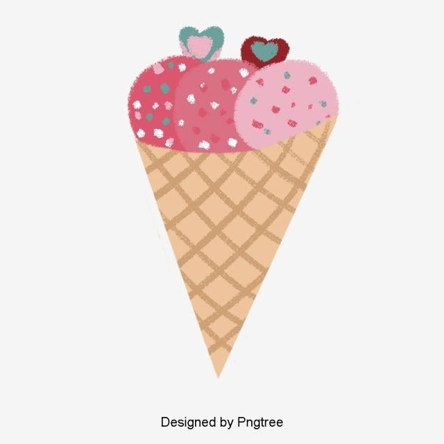 Red Ice Cream Cone Logo - Red Ice Cream Sweet Valentines Day Poster Elements, Valentines Day ...