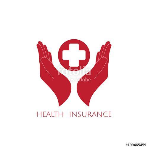 Red Hands Logo - Health insurance icon logo vector graphic design. Hands and red