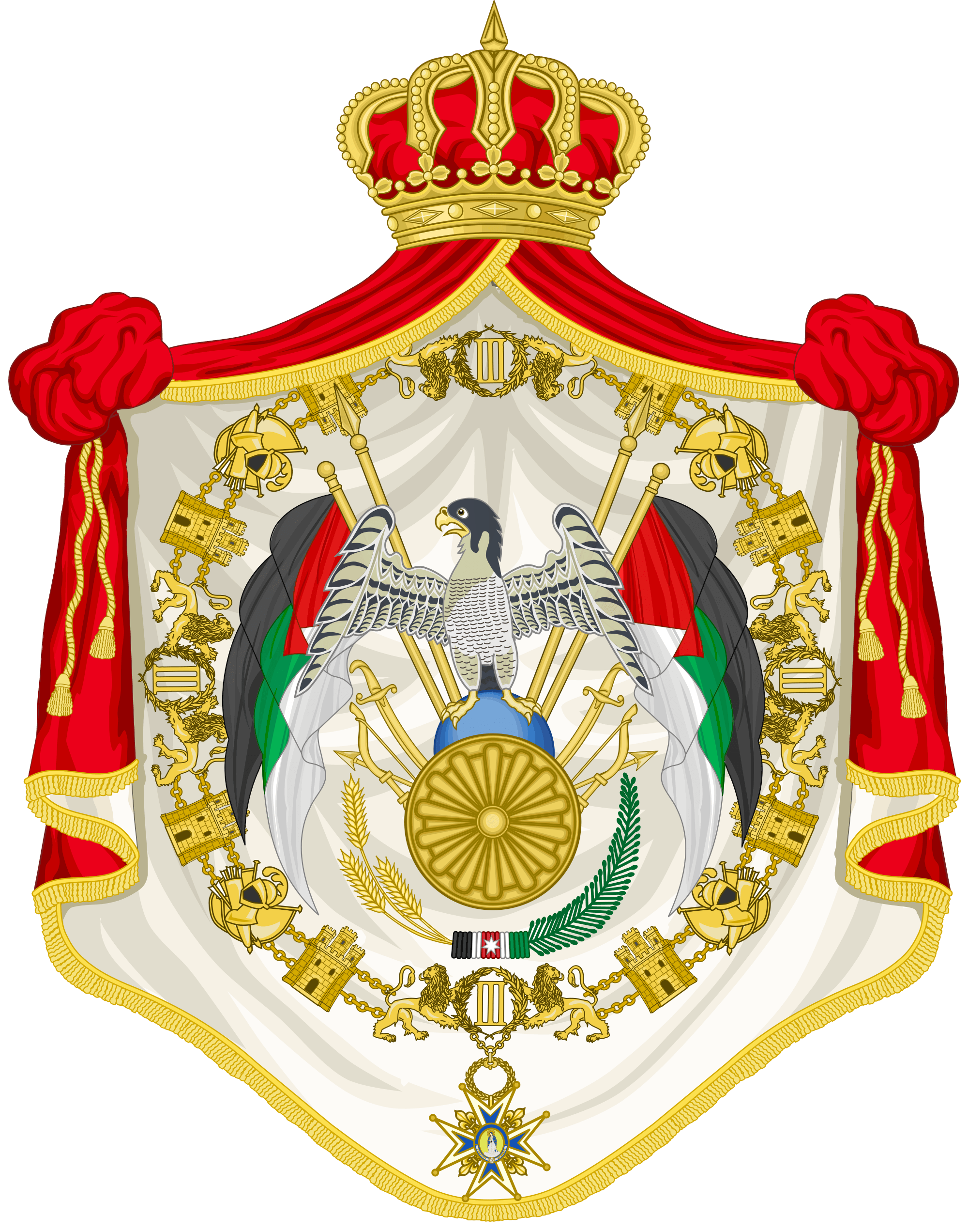 Jordan Crown Logo - File:Coat of arms of Abdullah II, King of Jordan (Order of Charles ...