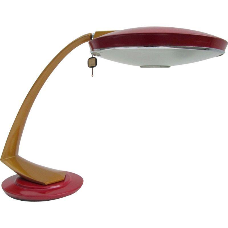 Metal Boomerang Logo - Vintage red Boomerang lamp for Fase in metal and glass - Design Market