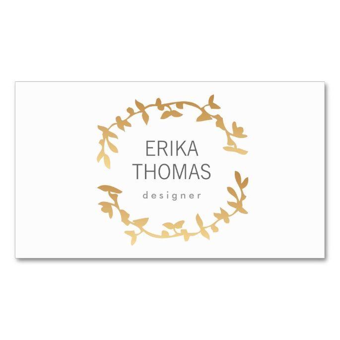 Businesses with Double Horseshoe Logo - BOHEMIAN LEAF WREATH LOGO in GOLD Business Card | Massage Business ...