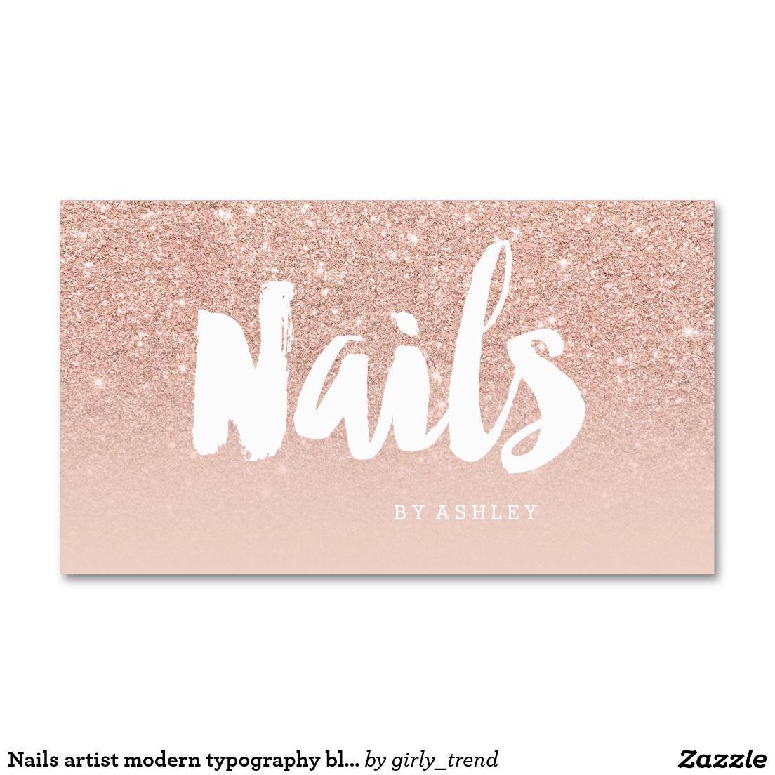 Businesses with Double Horseshoe Logo - Nails artist modern typography blush rose gold business card ...