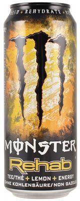 Yellow and Black Monster Logo - Caffeine in Monster Rehab Energy Drink