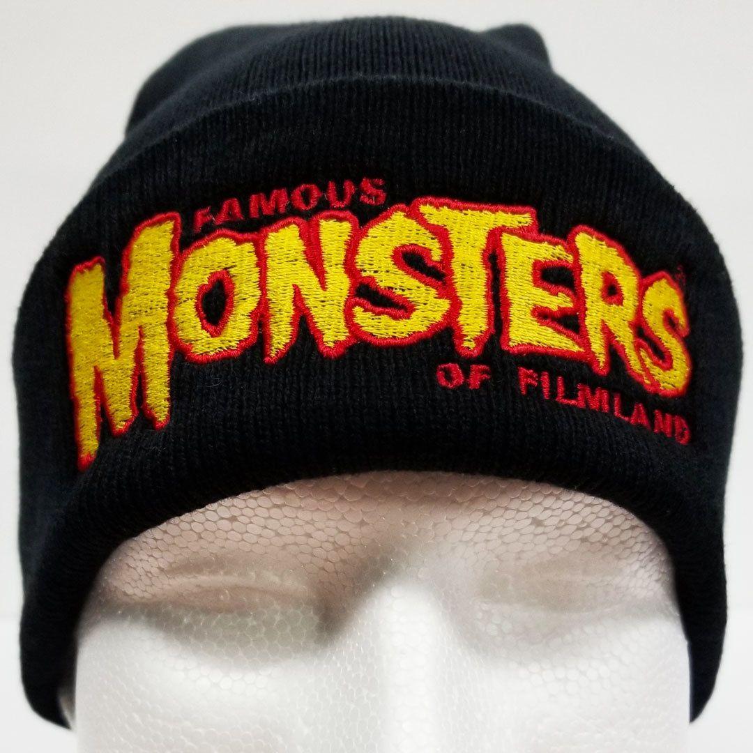 Yellow and Black Monster Logo - Famous Monsters Embroidered Logo Cuffed Beanie - Red/Yellow Logo