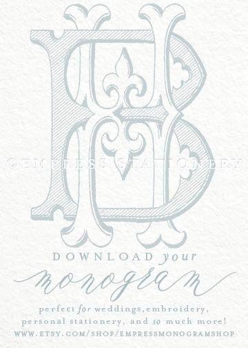 Businesses with Double Horseshoe Logo - Digital Wedding Monogram BH HB Vintage Double | Monogram Everything ...