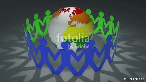 Person Holding Rainbow Logo - Pride World - paper chain people holding hands around rainbow ...