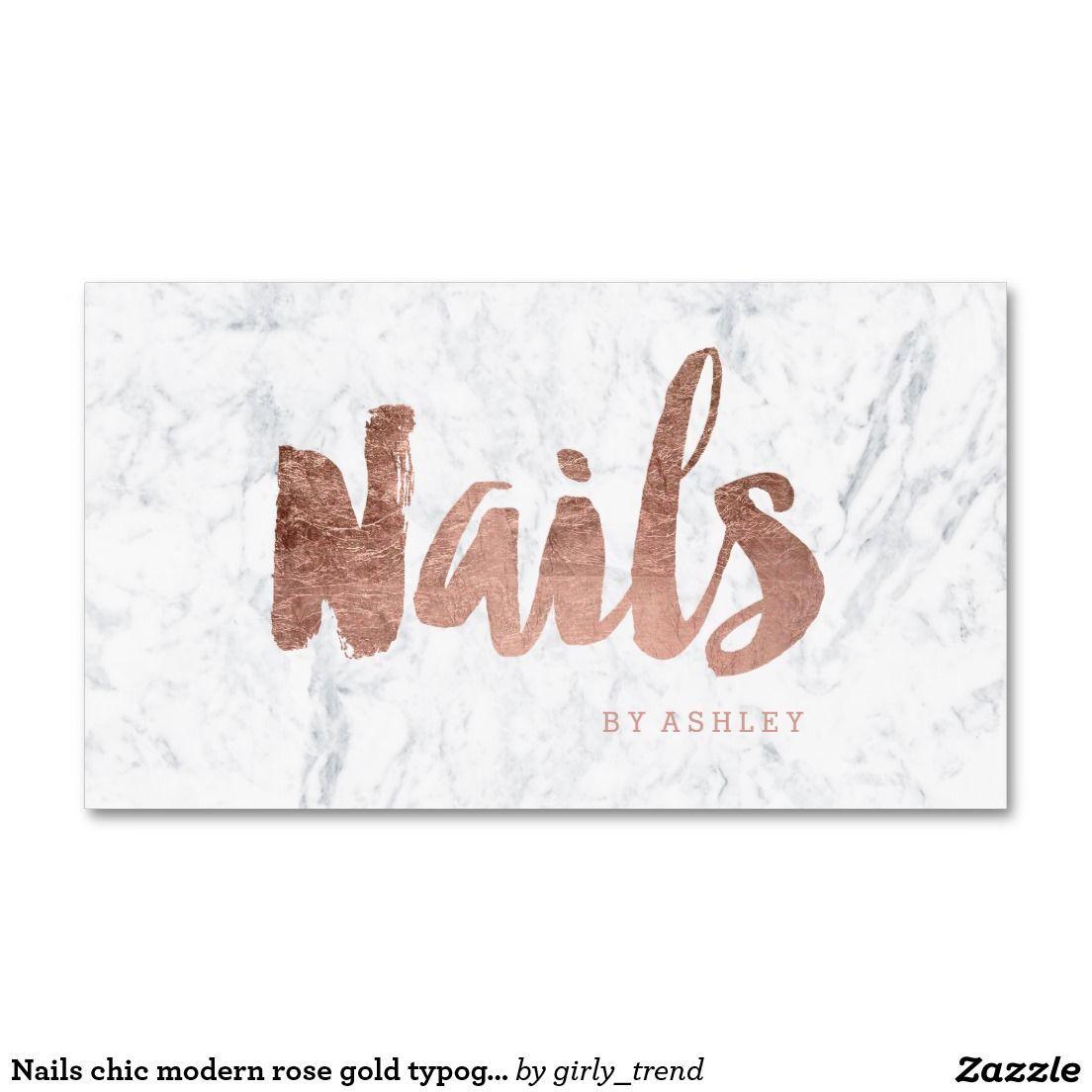 Businesses with Double Horseshoe Logo - Nails chic modern rose gold typography marble business card ...