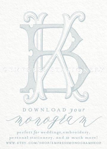 Businesses with Double Horseshoe Logo - Digital Wedding Monogram BK KB Vintage Double | Monogram Everything ...