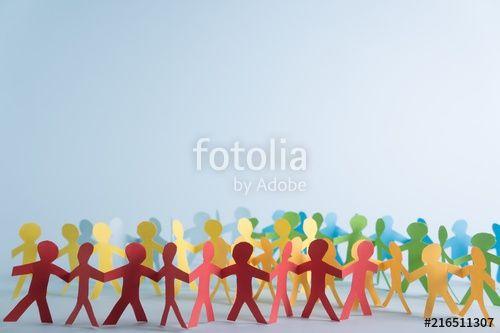 Person Holding Rainbow Logo - Paper people holding each other in LGBT rainbow colors