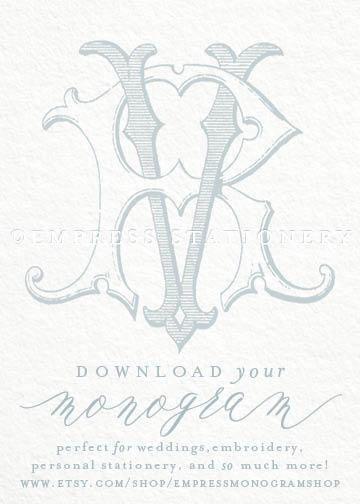 Businesses with Double Horseshoe Logo - Digital Wedding Monogram RV VR Vintage Double | Empress Etsy Shop ...