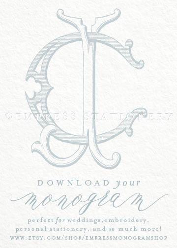 Businesses with Double Horseshoe Logo - Digital Wedding Monogram CJ JC Vintage Double