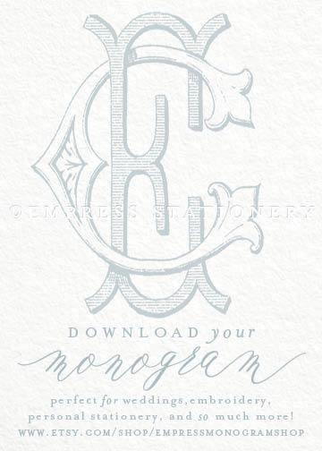 Businesses with Double Horseshoe Logo - Digital Wedding Monogram CE EC Vintage Double in 2018 | Monogram ...