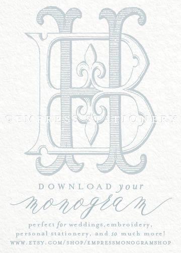 Businesses with Double Horseshoe Logo - Digital Wedding Monogram BH HB Vintage Double | Monogram Everything ...