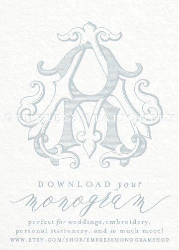 Businesses with Double Horseshoe Logo - Digital Wedding Monogram AR RA Vintage Double | Monogram Everything ...