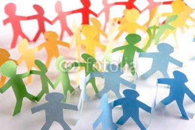 Person Holding Rainbow Logo - Paper people holding each other in LGBT rainbow colors | Buy Photos ...