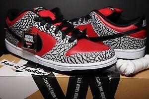 Red Dunk Logo - SUPREME x NIKE DUNK LOW PREMIUM SB CEMENT FIRE RED PRO AIR BOX