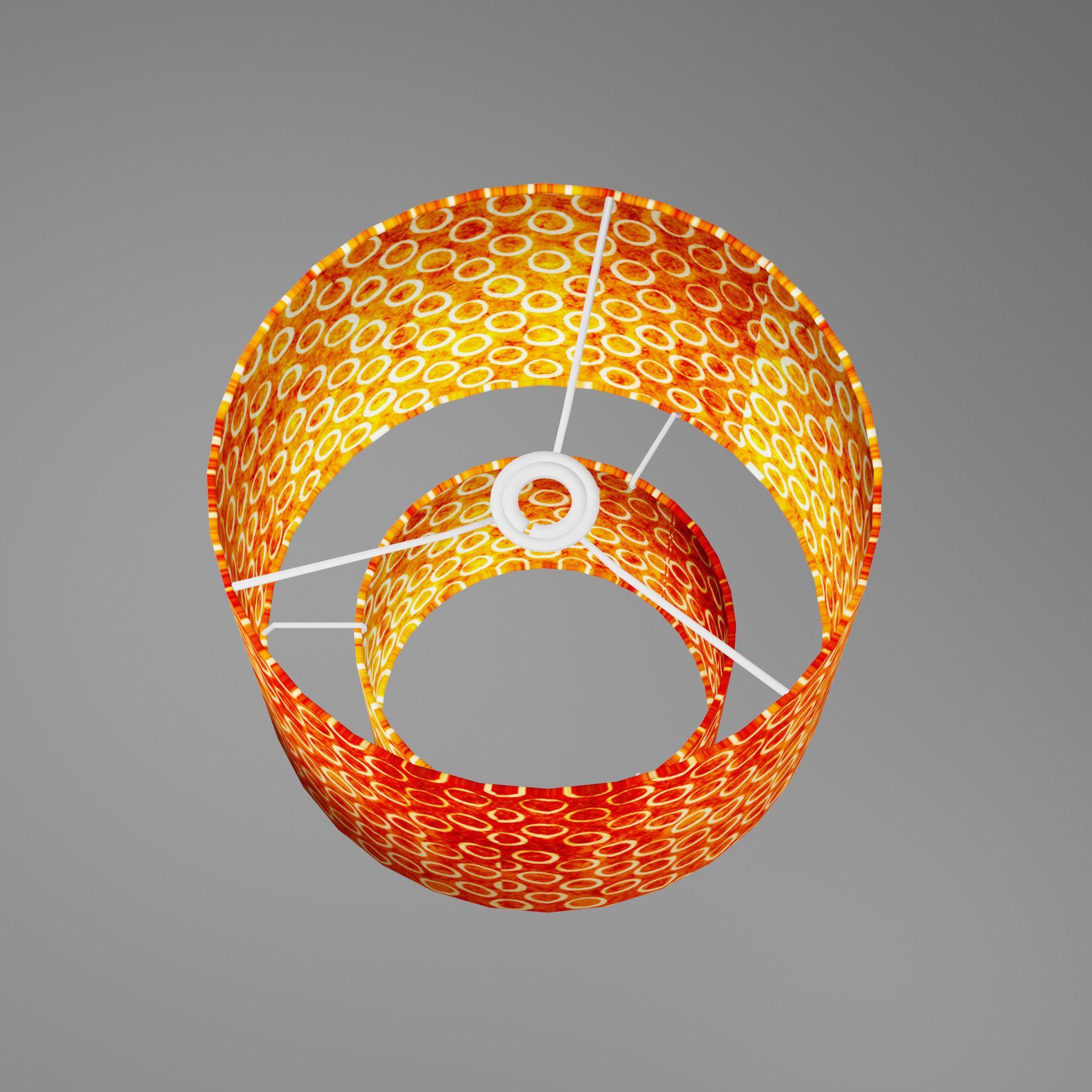 Two Orange Circle S Logo - 2 Tier Lamp Shade - P03 - Batik Orange Circles, 30cm x 20cm & 20cm x ...
