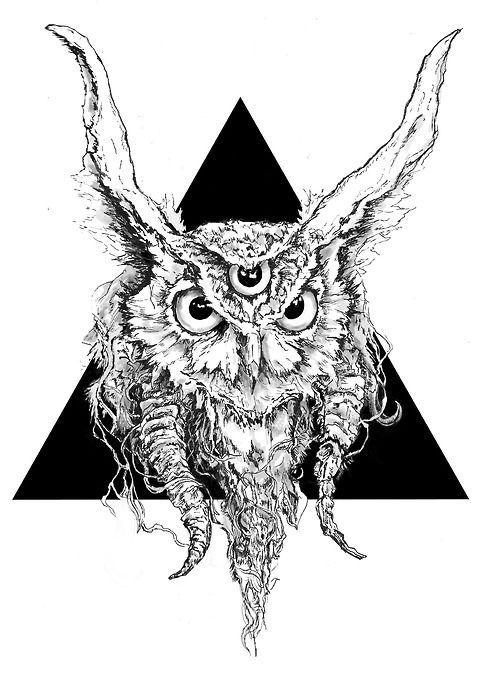 Owl Triangle Logo - greater horned third eye - (owl)(triangle)(illustration). Geek's